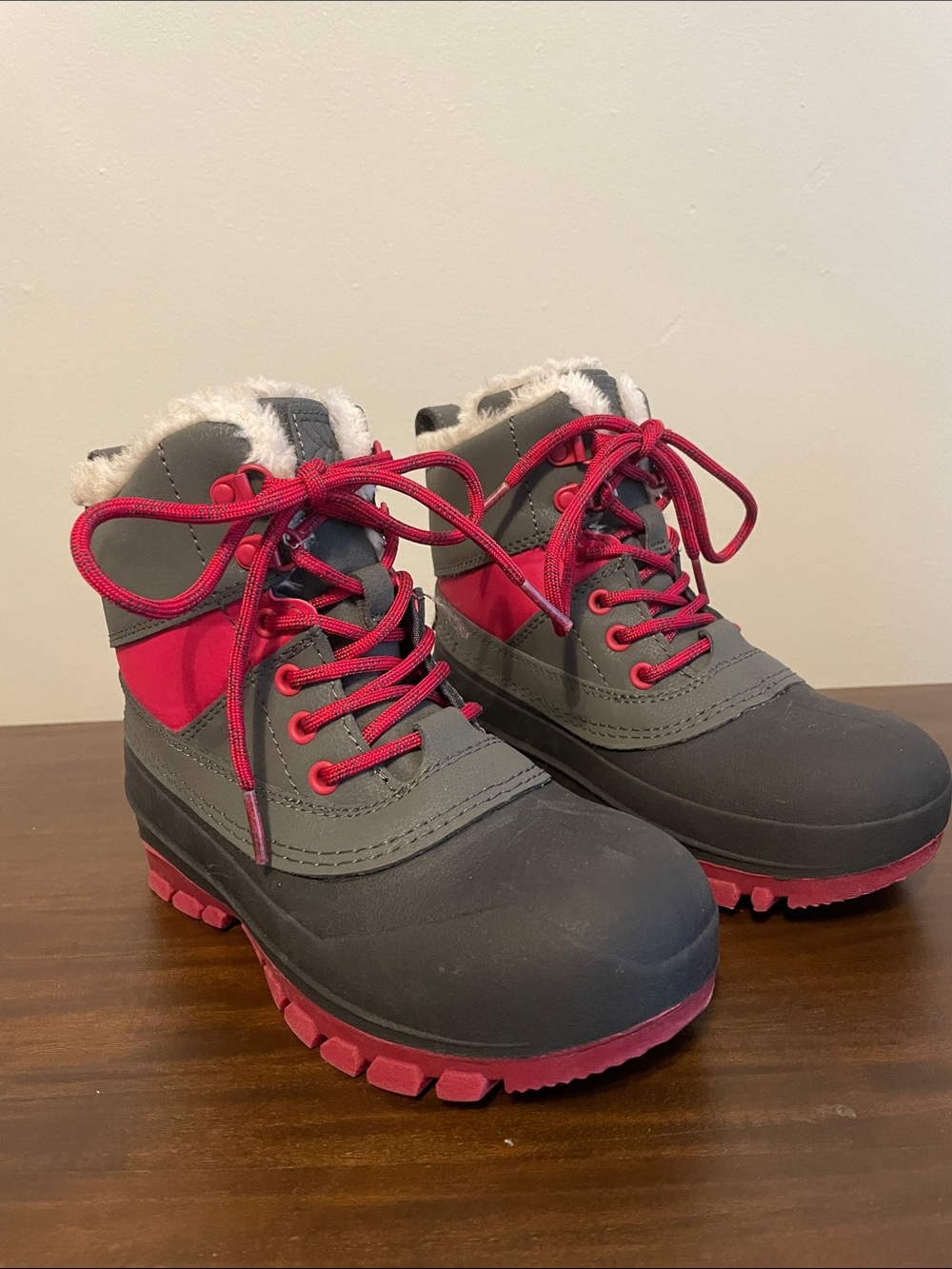 All in Motion Girls Grey and Burgundy Winter Boots (size 13)